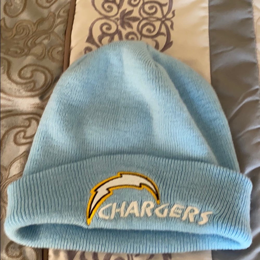 Light blue LA charger embroidered beanie